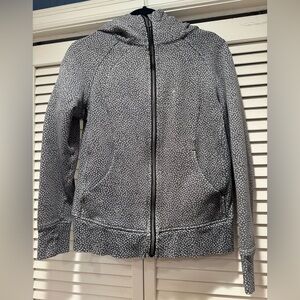 Lululemon Athletica—Gray & White Patterned Scuba Hoodie, Sz 8, Front Zip